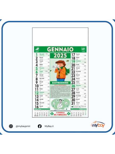 "Calendario Illustrato Farmacia 2025 - 12 Fogli Personalizzabile