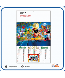 Calendario illustrato a 6 fogli con personaggi ispirati a topolino e amici.